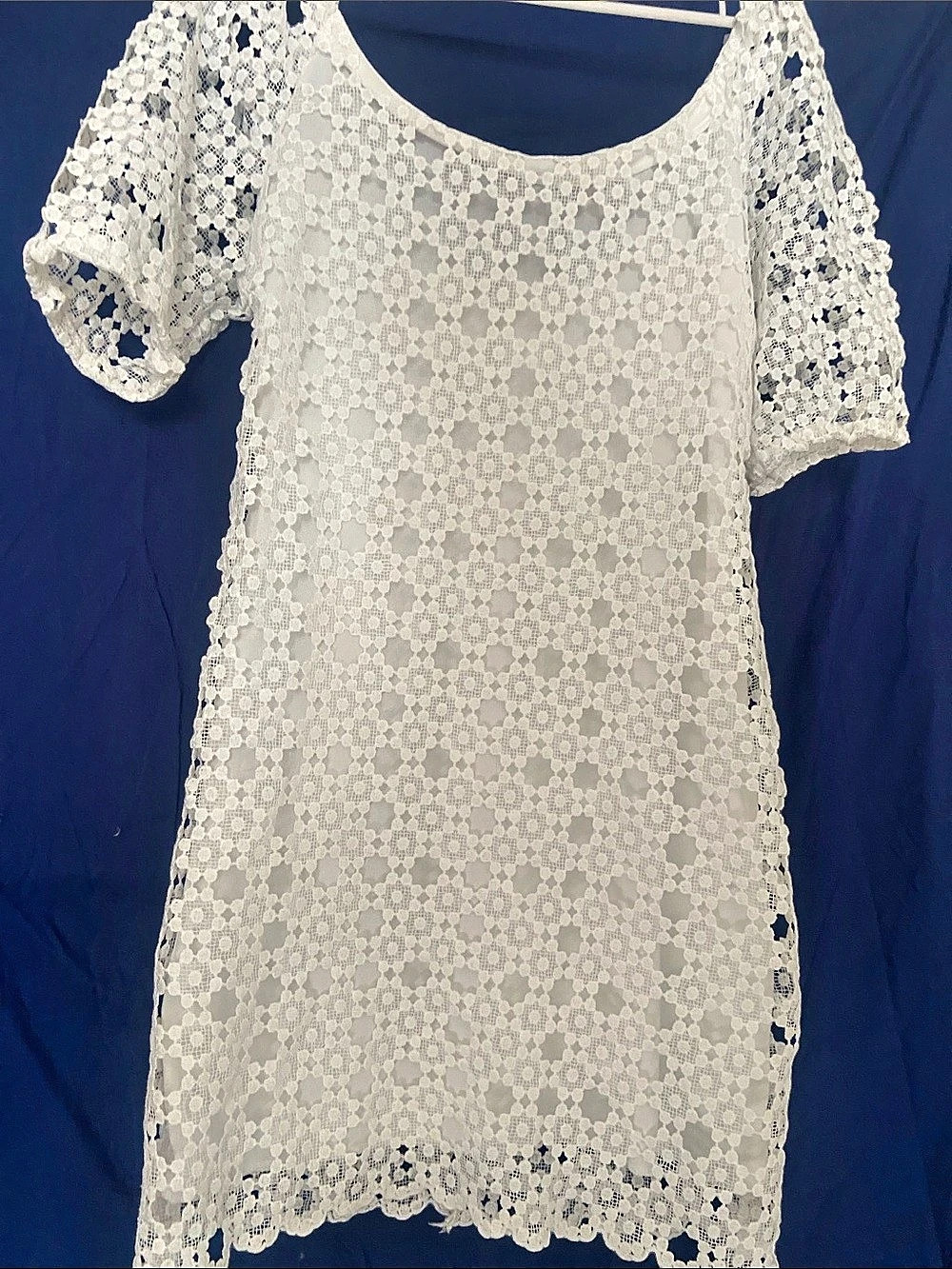 Floral Lace Mini Dress White Large Like New